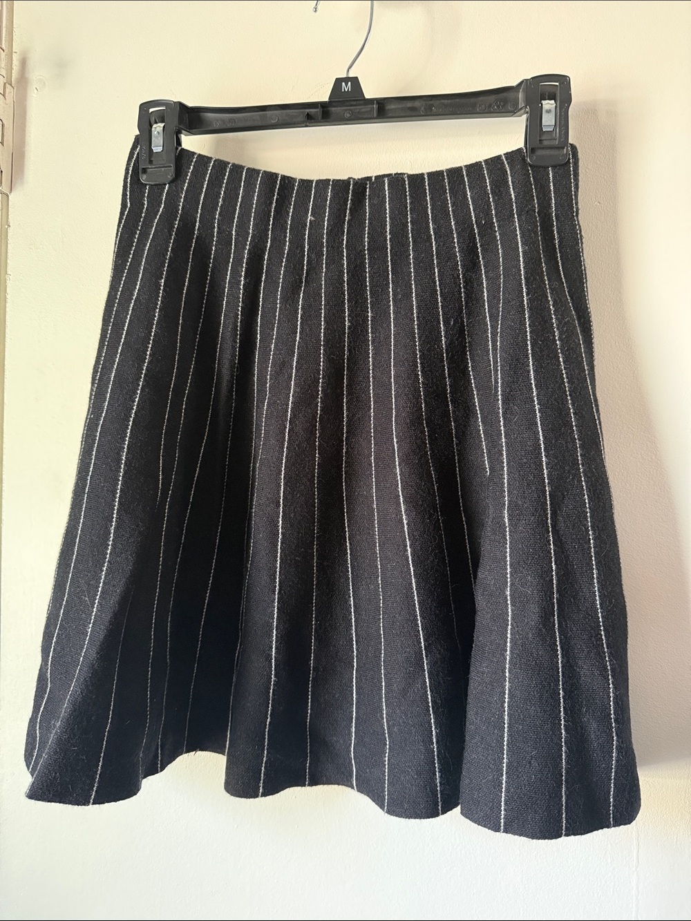 Black Pinstripe A-Line Skirt